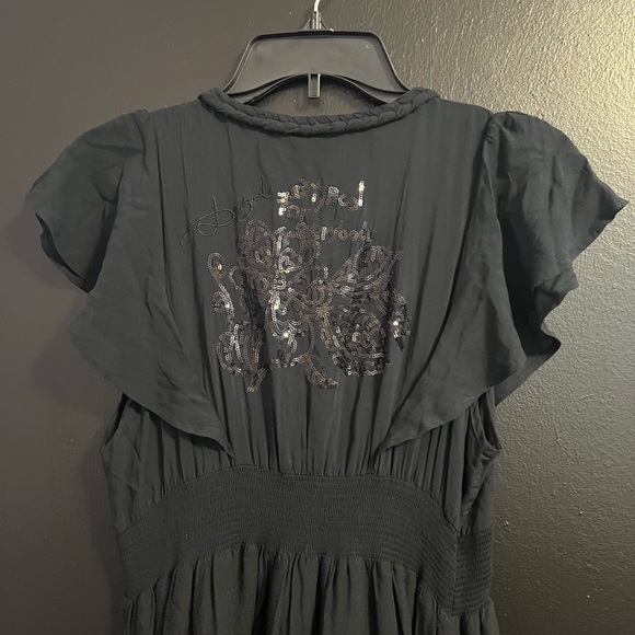 DeSigual Black Maxi Dress with Pink & Green Floral Print - Picture 5 of 7